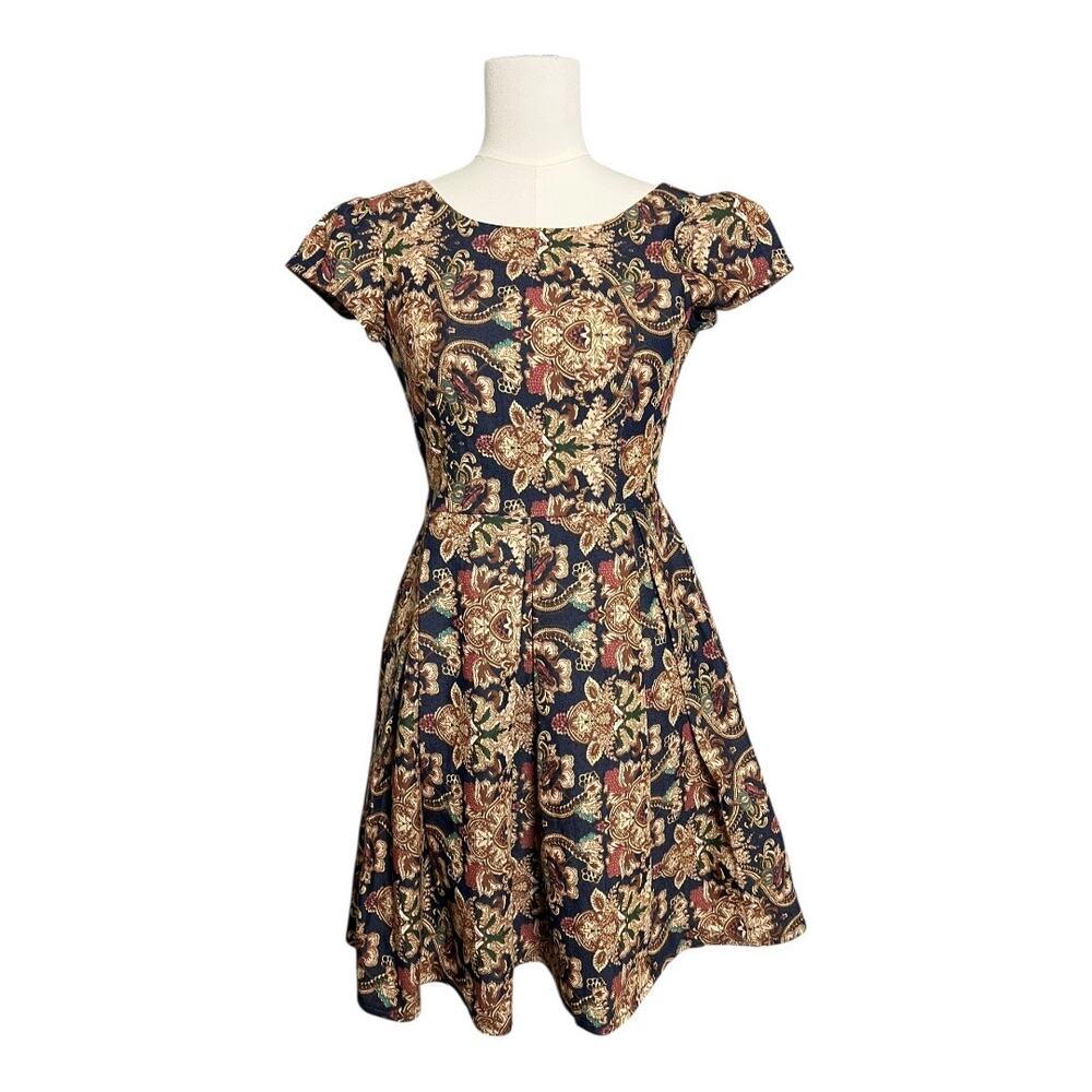 Handmade Vintage Fit & Flare Dress Floral XS XXS Retro New Look
